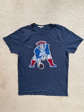 Junk Food Patriots Pat Patriot Vintage Graphic Tee Navy NFL Shirt XL